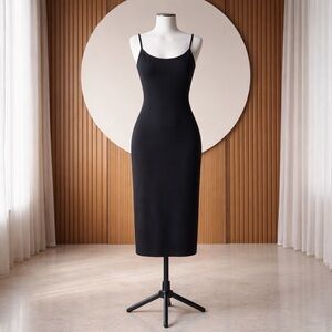 D&G Sleek Black Slip Midi Dress